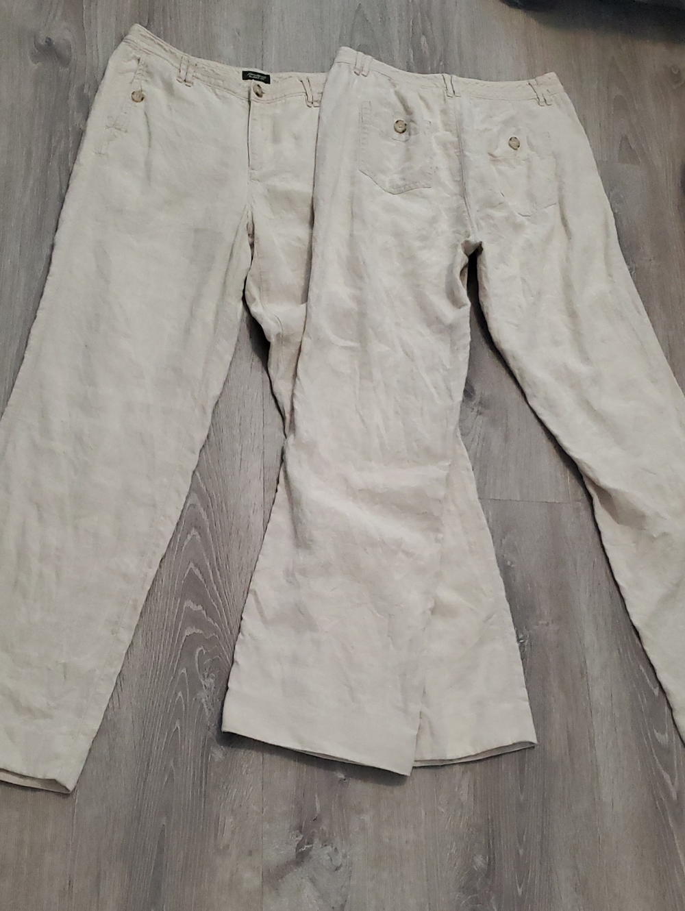 BUNDLE OF 2 Eddie Bauer Blakely Fit Linen Pants Beige Tall 10 (Hemmed to 31")